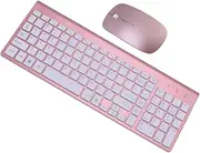 Angoily Wireless Keyboard and Mouse Thin Computer Mouse Silent Keyboard Office Use Ergonomic Design No Installation Required