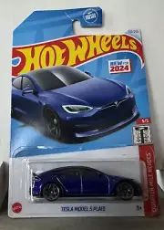 2024 HOT WHEELS - TESLA MODEL S PLAID 238/250 5/5 Quarter Mile Heroes Blue