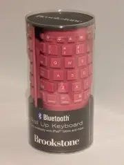 Brookstone Bluetooth Roll Up Keyboard Pink, New