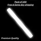 100 Pack 16" White Light Up LED Foam Glow Sticks Flashing Wands, DJ Party Events