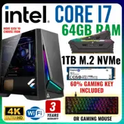 Intel Core i7 Quad Gaming PC 64GB RAM | 1TB M.2 SSD Desktop Computer