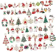 GANAZONO Lovely Christmas Decorations 63pcs DIY Pendants for Jewelry Making Keychain Charm for DIY Crafts