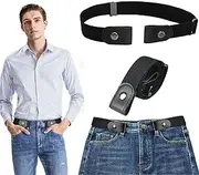 [EZONEDEAL] No Buckle Belt Adjustable Elastic Buckle Free Belts for Women & Men Invisible Buckless No Bulge No Hassle No Show Stretch Waist Belt for Jeans Pants Shorts