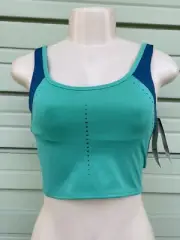 New Champion Absolute Crop Top Lasercut Detail Blue Green Gym workout Yoga XS