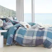 Ardor 250TC Costa Check Cotton Sateen Quilt Cover Set Queen
