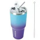 30oz Color Block Tumbler With Lid And Straw,Stainless Steel Double Wall Vacuu...