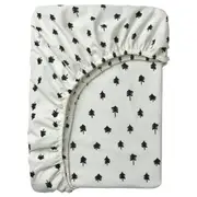 GRÖNFINK fitted sheet for cot, white/tree pattern, 70x132 cm