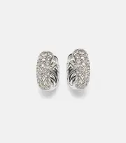 [David Yurman] David Yurman DY Mercer® Micro sterling silver hoop earrings with diamonds One Size silver