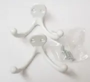 4PK National Hardware Door/Wall Mount White Double Clothes Garment Hooks Hangers