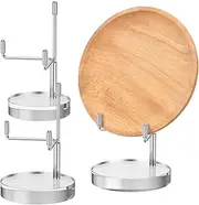 FwQoFvk 3 Pcs Rock Display Stand with Metal Arm and Acrylic Base, Decorative Crystal Display Stand, Compact Rock Display Holder for Home Office Exhibition Hall (Silver)