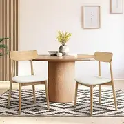 Oikiture Dining Chair Set of 2 Kitchen Chair with Pu Leather Pad for Home Living Room Cafe Lounge Beige