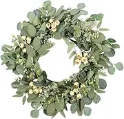 Cabilock 1pc Artificial Eucalyptus Leaf Wreath Fashionable Hanging Decoration for Home Weddings Parties Creative Greenery Wall Decor Easy to Suspend Space Saving