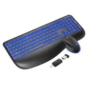 Wireless Keyboard Mouse Combo Rechargeable with 7 Backlits, 2.4GHz Ergonomic