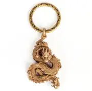 Brass Dragon Statue Pendant Chain Keyring Decor