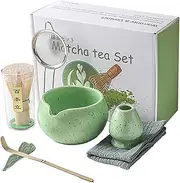 Premium Matcha Whisk Set - 7-Piece Japanese Tea Ceremony Matcha Tea Kit for Tea Lovers, Includes Bamboo Whisk, Bamboo Scoop and Stainless Sifter, Classic Green Design Matcha Set for Home Use