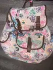 Claire’s canvas backpack floral faux leather nwt pink blue