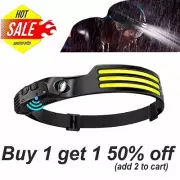 Headlamp 3 LED Strip Rechargeable Head Lamp Torch Bar Band COB Flashlight Light