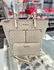 Michael Kors Jet Set Travel Medium Tote Bag Handbag Purse + Long Wallet Wristlet