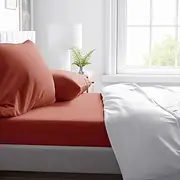 Natemia Queen Size Fitted Sheet Set - Organic Cotton Jersey - 60 x 80 Inches Fitted Sheet for Queen Mattress up to 18 Inches and 2 Pillowcases