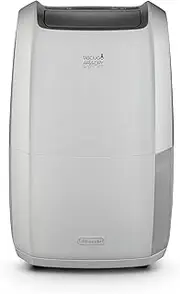 [De'Longhi] Tasciugo AriaDry Multi Dehumidifier DDSX225W-WH, Portable Dehumidifier with 2-Action Filtration, Dry Function, 25L/Day Moisture Absorption, R290, Removable Transparent Tank, White