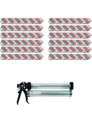 Soudal Silirub WS+ Neutral Cure Silicone Sealant Black 600ml 12 Pack + Gun Kit