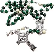 [Westmon Works] Saint Patrick Irish Rosary with Hematite Metal Beads and a Celtic Crucifix in a Protective Case
