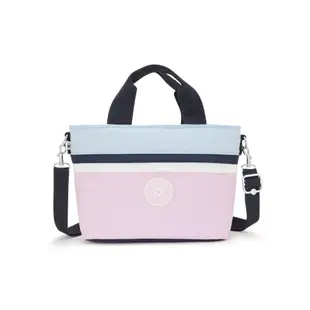 Kipling 藍粉撞色拼接大開口肩背包-MINTA