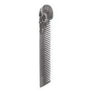 (Silver)Pocket Beard Comb Zinc Alloy Skull Pattern Hair Styling Mustache