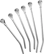 Totority Stainless Steel Straw Filter Spoon 6 Pack for Loose Leaf Tea Bubble Tea and Outdoor Cups Reusable and Easy to Clean