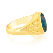 9ct Yellow Gold 14x10MM Triplet Opal Gents Ring, T