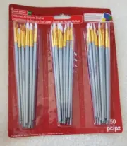Craftsmart All-purpose Brushes-Round-Flat-Angular-White & Gold Tips-Pack Of 50