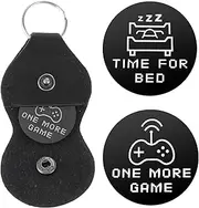 cobee Funny Destiny Flip Coins, Double Sided Gaming Novelty Coin One More Game/Go to Bed Pocket Hug Token with Leather Keyring Stainless Steel Decision Maker Coin Gifts for Boyfriend Girlfriend, Black