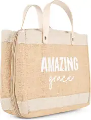 G1338 Faithworks - Farmers Market Jute & Canvas Tote-Style Bible Cover, 11 X 8-I