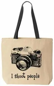 I shoot people Novelty Camera Photography Cotton Canvas Funny Tote Bag (No Brand