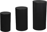 3X Cylinder Pedestal Stands, Dessert Table, Metal Cylinder Tables Display Plinth Pillars for Wedding, Birthday, Party, Black