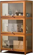 2/3/4 Shelf Curio Cabinet, Character Display Cabinet, Living Room Organiser with Doors and Toy Shelves, Brown(3Tier)