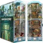 Tonecheer Book Nook Kit 3D Wooden Puzzle Booknooks DIY Model Kits Adults for Building Miniature House Bookshelf Nook Book with Light Funny Gifts Birthday Gift (Haven Zero)
