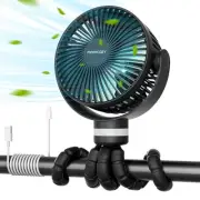 8000mAh Portable Stroller Fan, 27H Ultra-long Battery Life Detachable 4 Speed