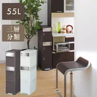 在飛比找momo購物網優惠-【日本Like-it】直立式三層前開踩踏分類垃圾桶55L