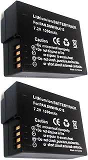 2pcs 7.2V 1200mAh DMW-BLC12 Replacement Batteries for Panasonic DMW-BLC12E DMW-BLC12PP Batteries Lumix DMC-FZ200, DMC-FZ1000, DMC-G5, DMC-G6, DMC-G7, DMC-GX8, DMC-G85, DMC-GH2 Camera