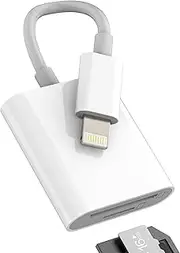 Lightning SD Card Reader(2 in 1)for iPhone 14 13 12 Pro Max Dual Slot Micro SD TF Digital Camera Memory Photo Data Transfer Adapter for Apple Converter for iPad Accessories Portable Drive Stick Dongle