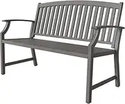 Grand Patio Outdoor Bench, Garden Benches with Anti-Rust Aluminum Steel Metal Frame, Patio Seating for Front Porch Outside Furniture Decor, Weathered Gray