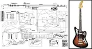 Plan of Baritone Fender Jaguar Electric Guitar - Full Scale Print