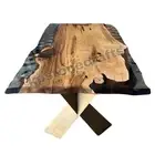 Walnut Live Edge Side Design Clear Epoxy Dining Table / conference table / offic