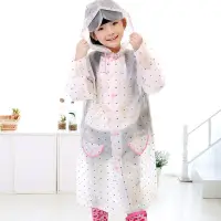 在飛比找Yahoo!奇摩拍賣優惠-可愛時尚半透明水玉點點男女寶寶兒童雨衣帶書包位