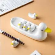 6-Piece Cute Ducks Ceramic Chopstick Utensils Rest / Holder