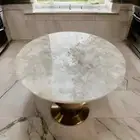 36" Round White Quartz Stone Coffee Table Crystal Healing Gemstone Hallway Decor