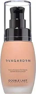EVAGARDEN Double Last Foundation - Provides Flawless Coverage with Creamy, Liquid Texture - Protects Skin All Day Long - Offers Incredible Natural and Luminous Finish - 166 Bisque Rose - 1.01 oz