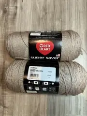 Red Heart Super Saver Yarn 2 Skeins 7oz Oatmeal