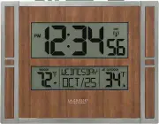 BBB86088 Atomic Digital Wall Clock with Indoor & Outdoor Temperature